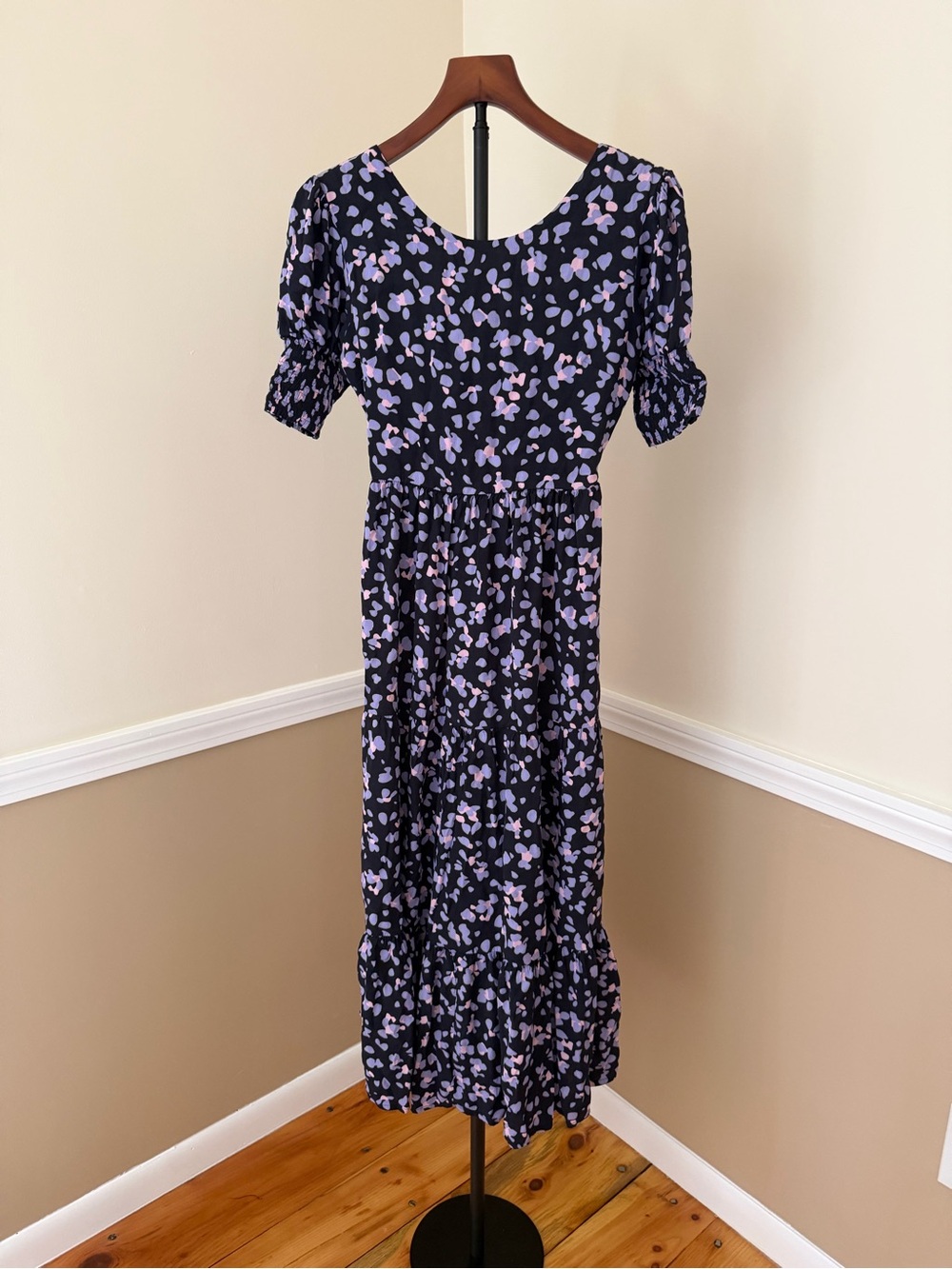 Mister Zimi Black Maxi Dress with Lavender Floral Print